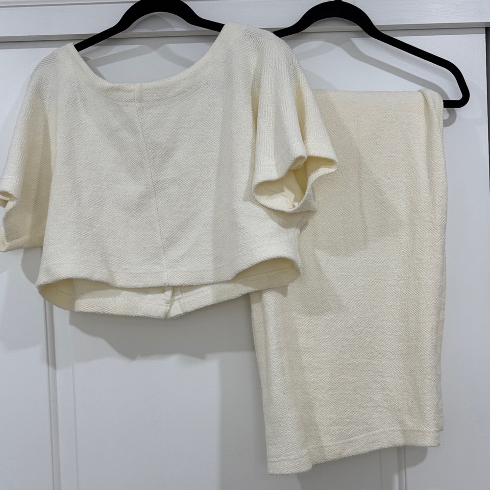 Free People Cream Textured Two-Piece Set